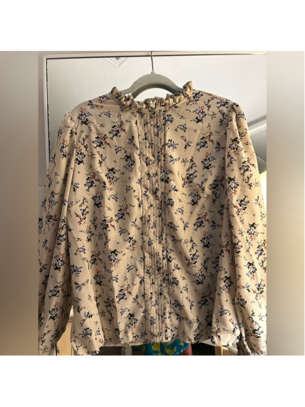NEW Floerns Floral Print Long Sleeve High Neck Georgette Chiffon Blouse 2X